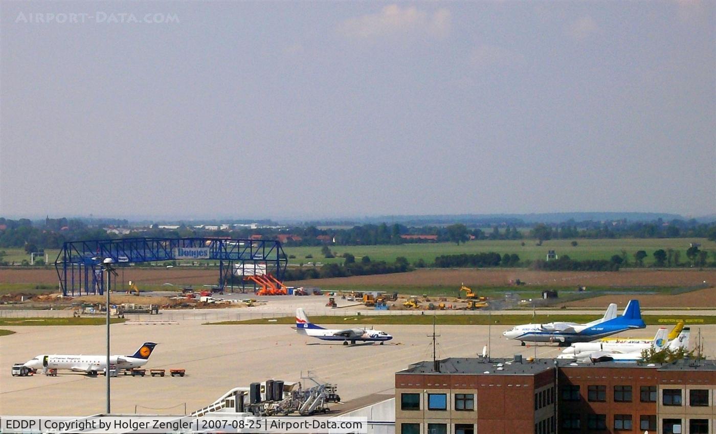 Leipzig/Halle Airport, Leipzig/Halle Germany (EDDP) - View over apron 1 west and to new engine test bench in construction...