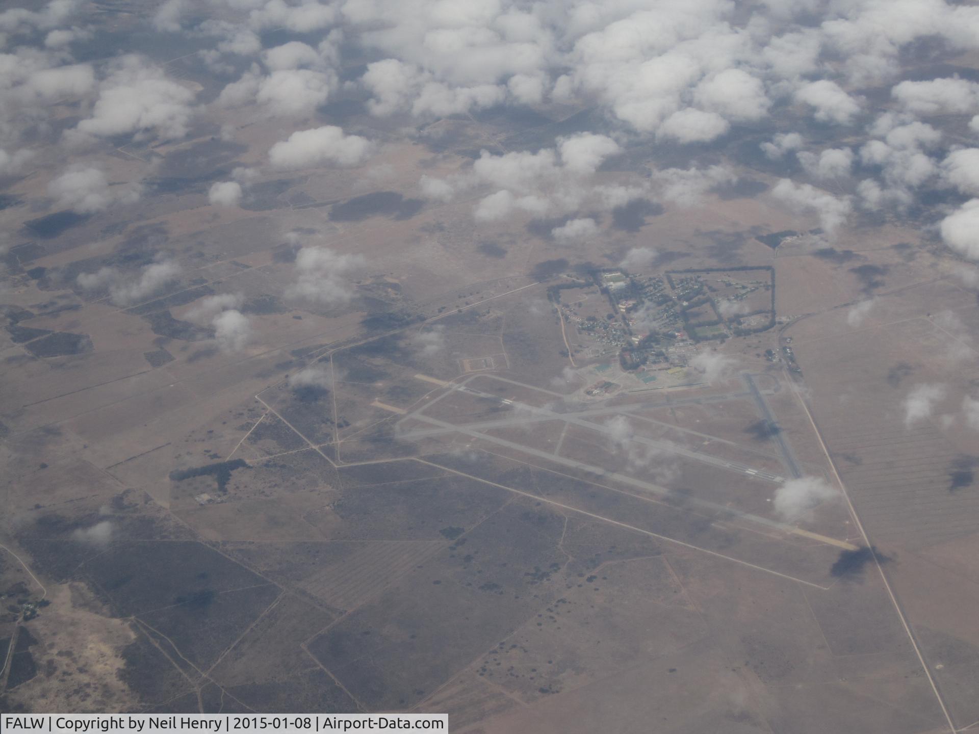 AFB Langebaanweg SAAF Airport, Langebaan South Africa (FALW) - SAAF Langebaanweg field from altitude (on incoming BA flight LHR -to-CPT)