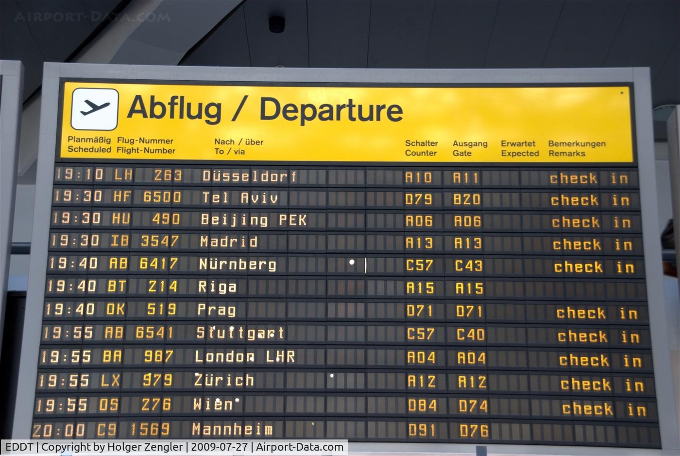 Tegel International Airport (closing in 2011), Berlin Germany (EDDT) - TXL afternoon time-table......