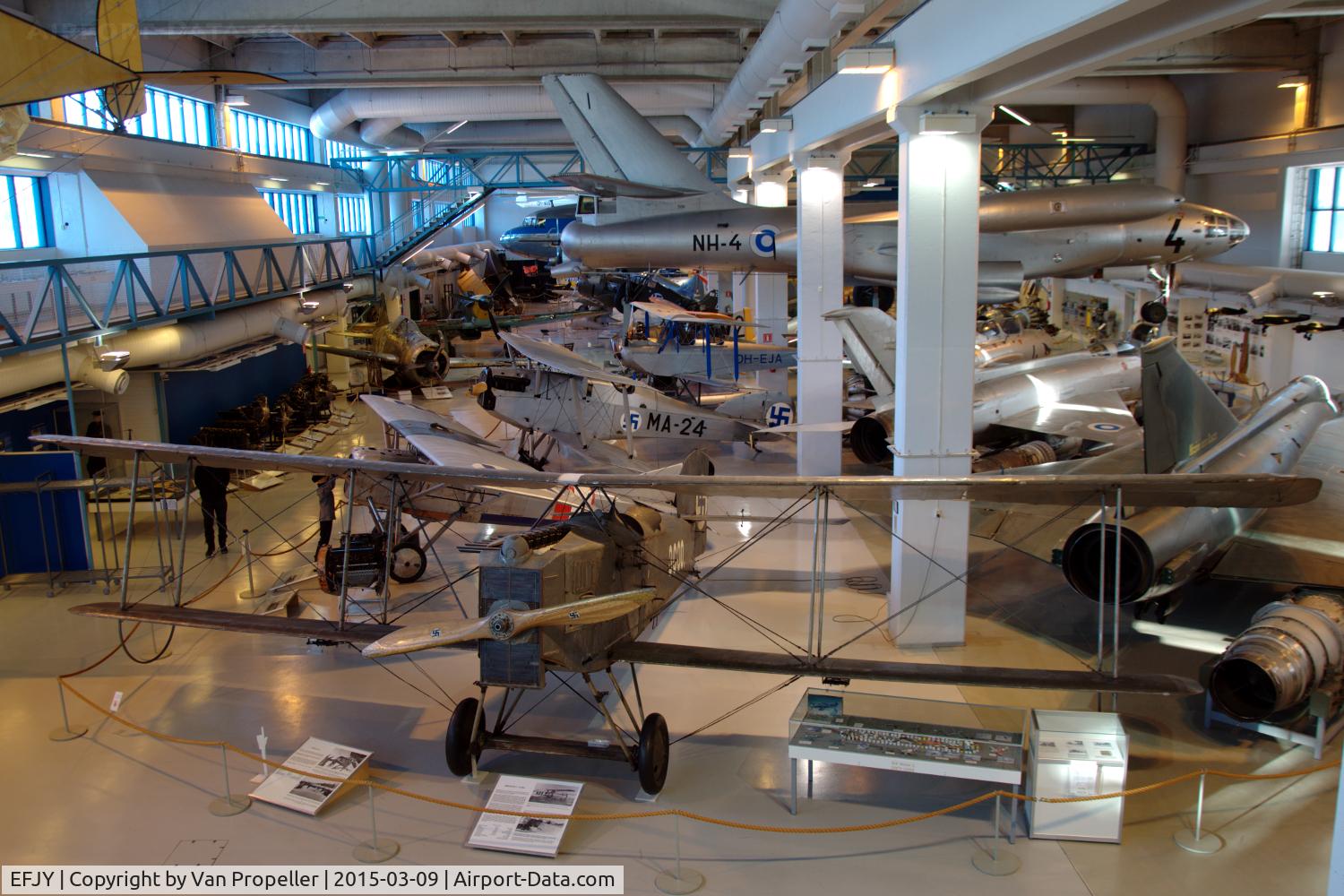 Jyväskylä Airport, Jyväskylän maalaiskunta Finland (EFJY) - Overview of the Aviation Museum of Central Finland which contains many historical aircraft of the Finnish Air Force (Ilmavoimat) at Tikkakoski.