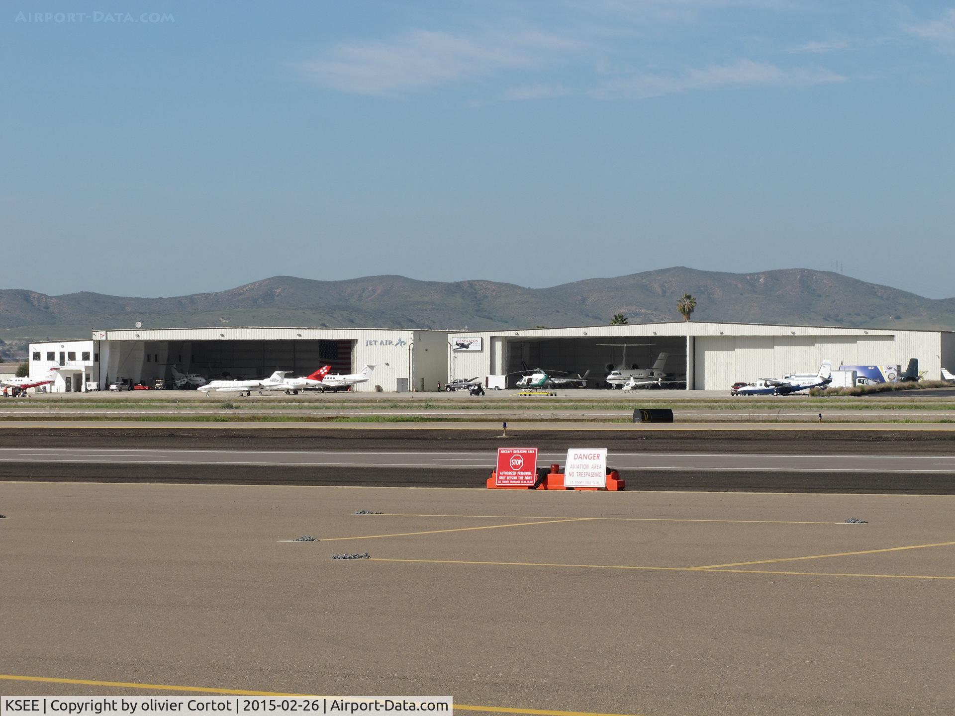 Gillespie Field Airport (SEE) - hangars on the north side of the runway