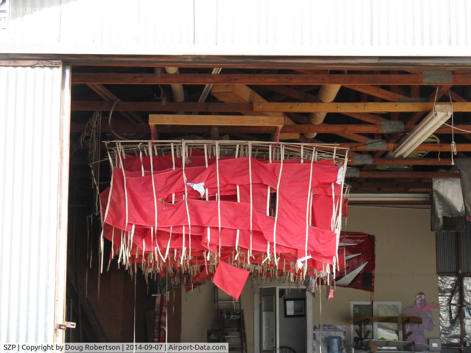 Santa Paula Airport (SZP) - Stowed Alphabet letters for Sky Writing business. A is shown rotated counter-clockwise..
