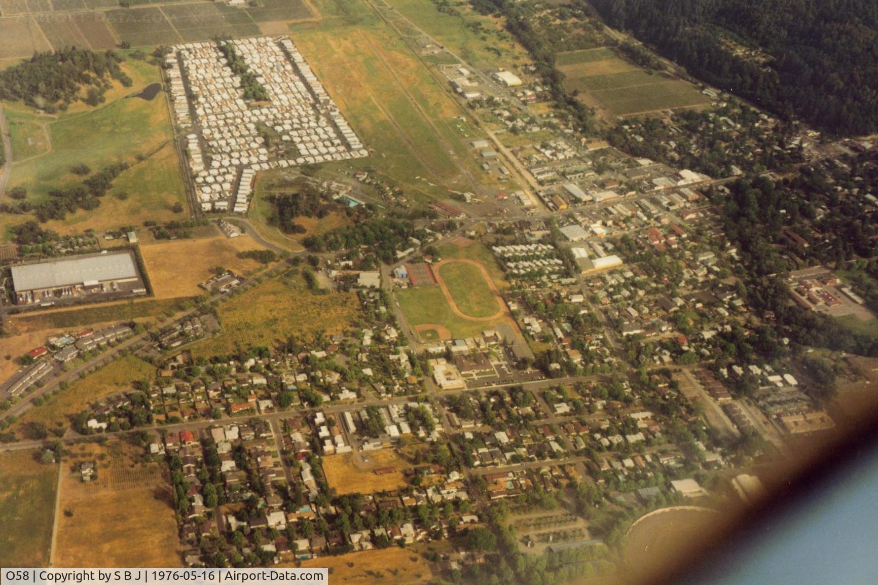 O58 Airport - Calistoga in Calif had 2 runways which one was for gliders only.Was a one way strip which caused some pilots trouble like a C140 on 2-5-74.There were lots of gliders and flying over town was prohibitived so pilots often made downwind takeoffs or landings.