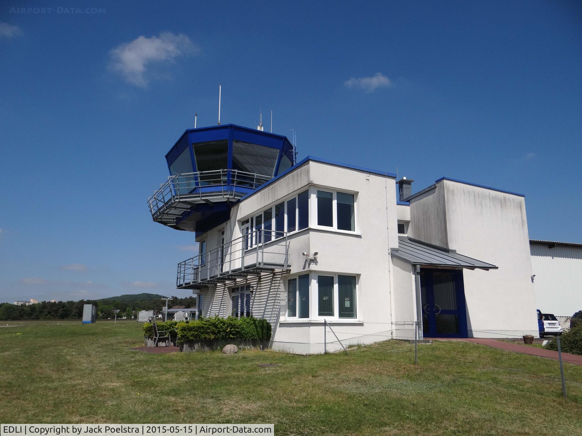 Bielefeld Airport, Bielefeld, North Rhine-Westphalia Germany (EDLI) - Airport office and tower of Bielefeld airport