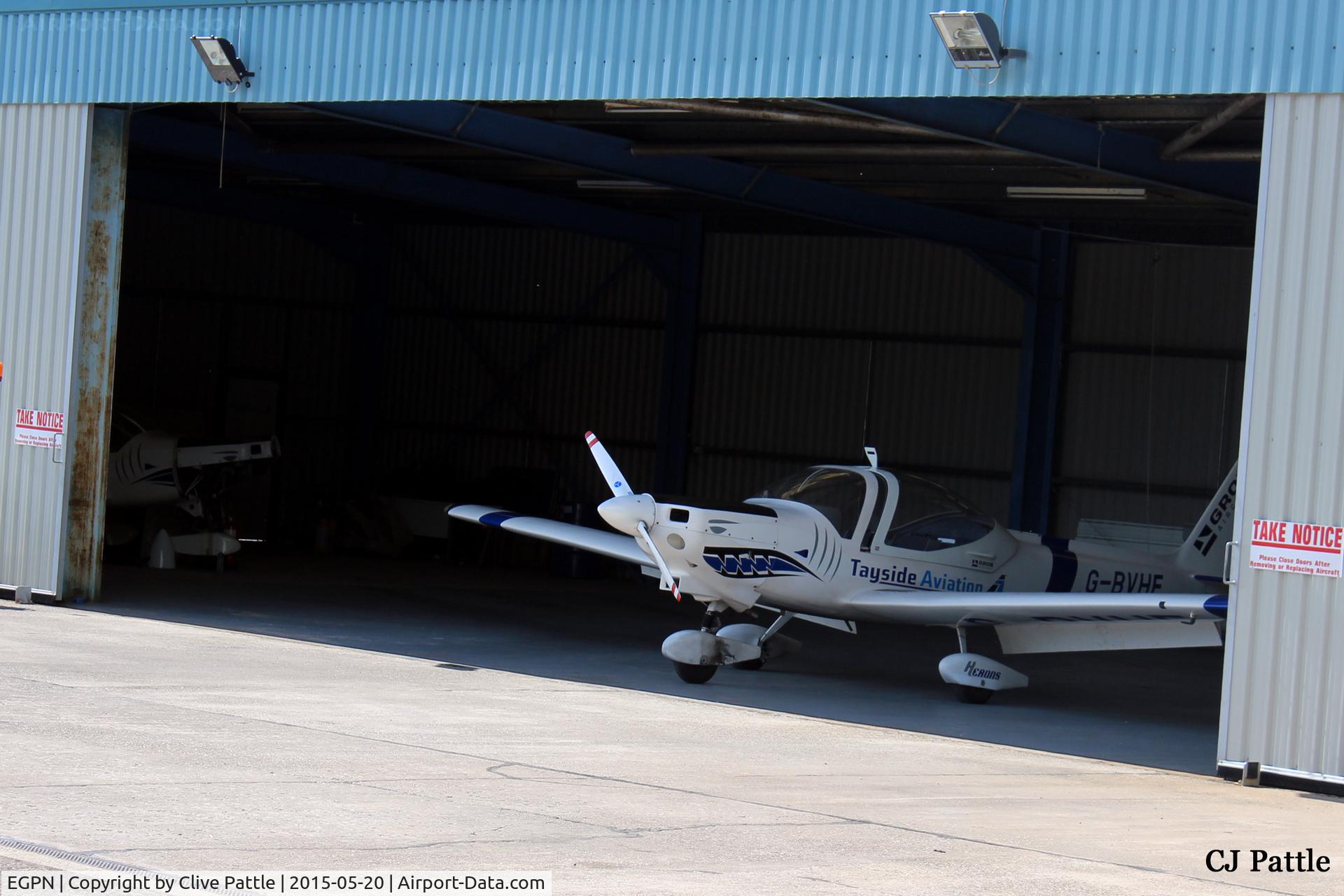 Dundee Airport, Dundee, Scotland United Kingdom (EGPN) - Grob G115 Heron G-BVHF at rest in its hangar at Dundee Riverside airport (EGPN), the home of Tayside Aviation.