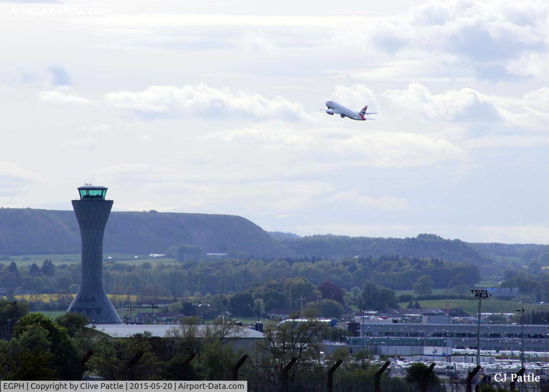Edinburgh Airport, Edinburgh, Scotland United Kingdom (EGPH) - An atmospheric shot of a departure from Edinburgh EGPH with the prominent Tower on show.