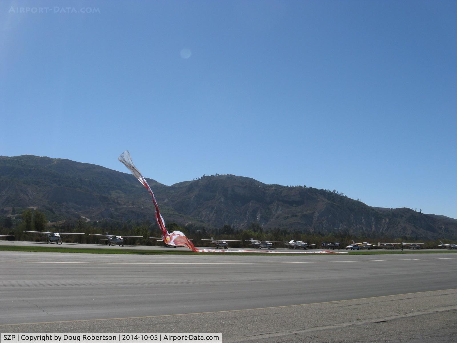 Santa Paula Airport (SZP) - Banner tow drop on 22L.