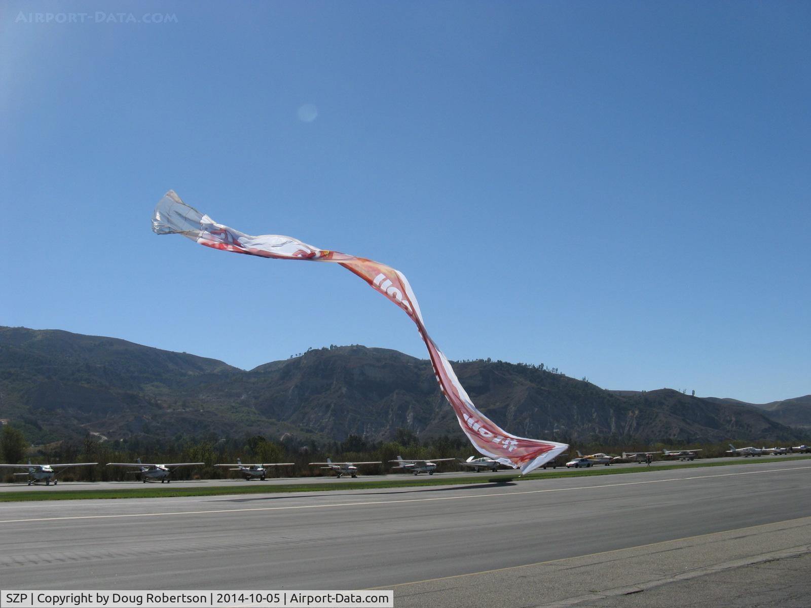 Santa Paula Airport (SZP) - Banner tow drop on 22L.