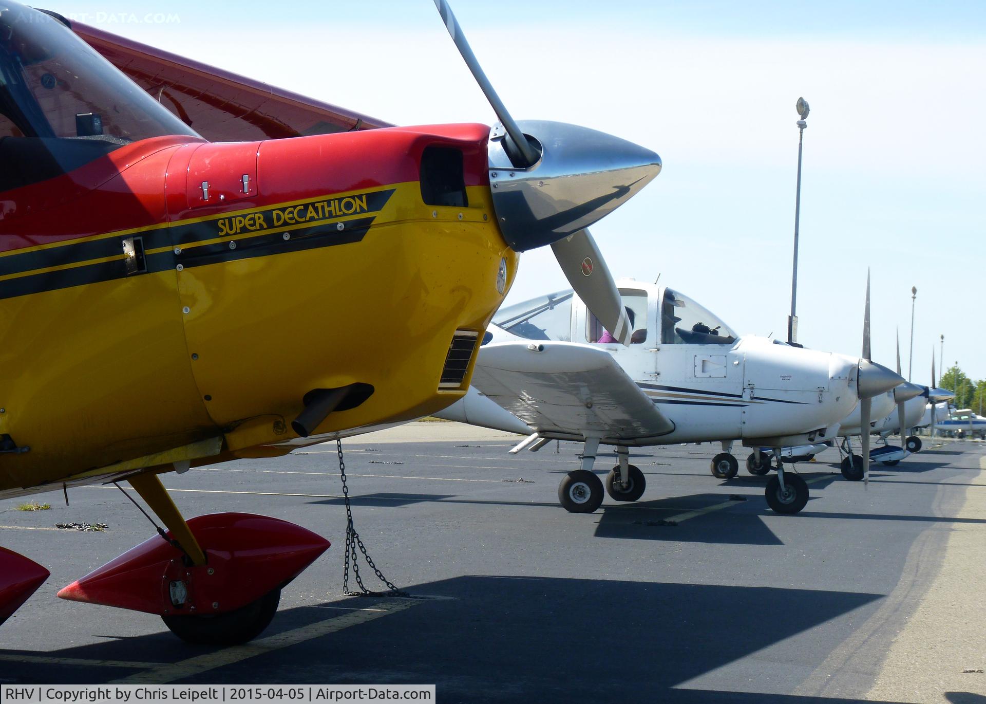 Reid-hillview Of Santa Clara County Airport (RHV) - A long line of props along transient parking at Reid Hillview Airport, CA. 