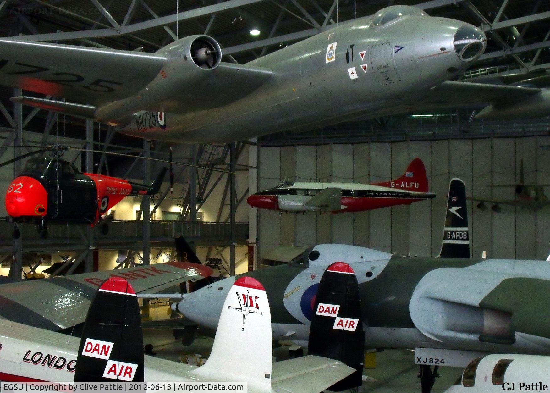 Duxford Airport, Cambridge, England United Kingdom (EGSU) - A view inside the 'Airspace' hangar at the IWM Duxford