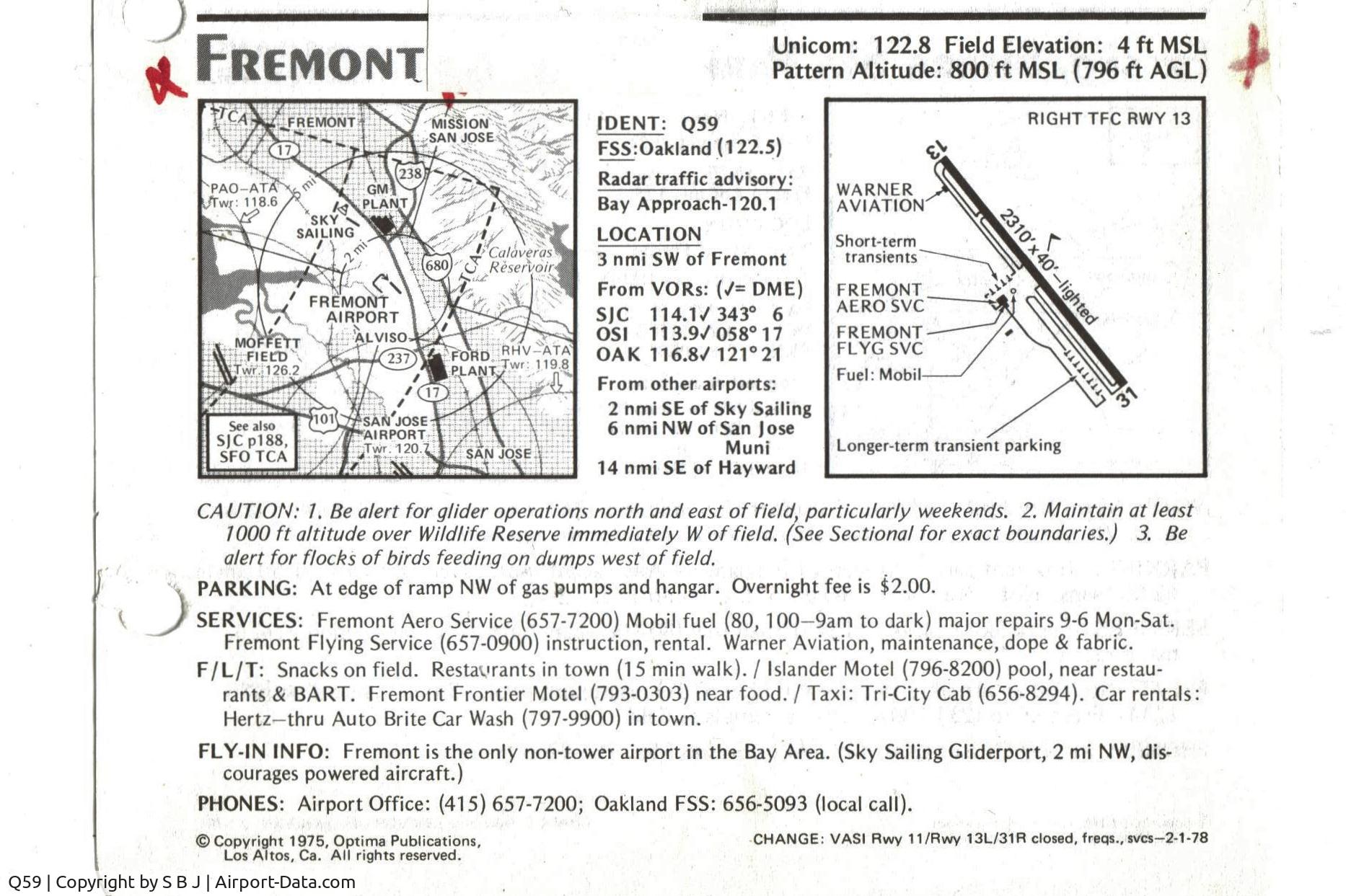 Q59 Airport - If you looked in the Pilots Guide in 1978 for information on Fremont,this is what you would see.I do take issue with lighted runway.Never saw them.