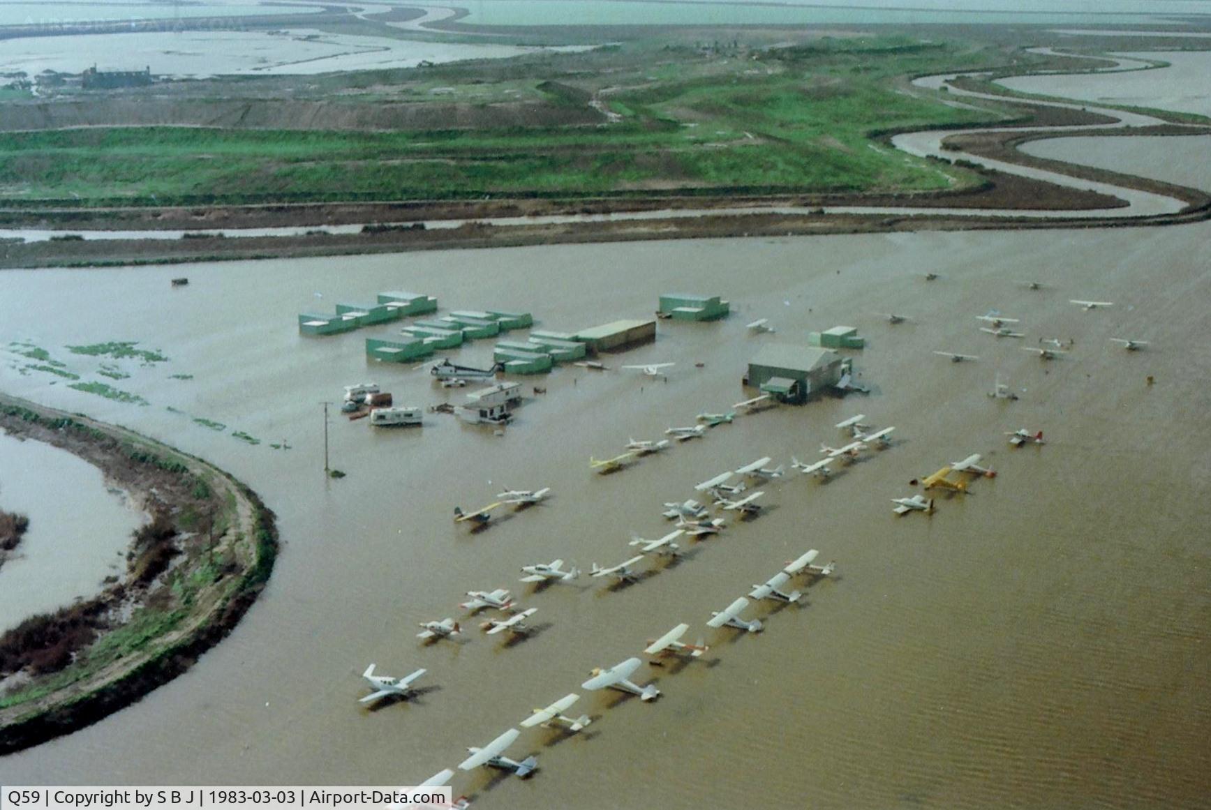 Q59 Airport - Fremont airport in Calif. which was closed in 1986, for 2-3 days a year, went from land based planes to seaplanes.This is one such time. My logbook shows two floods in 1983 (one in Feb and March)which is the only time that happened.