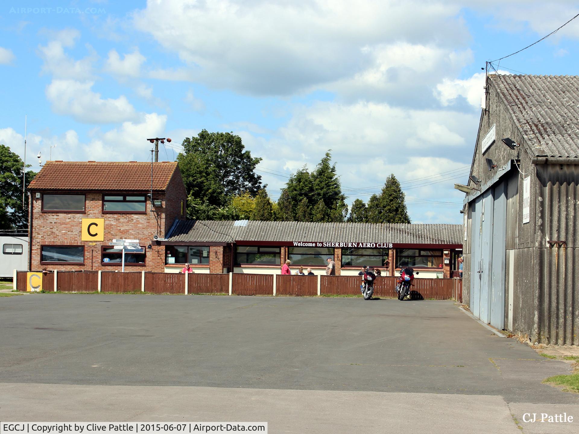 Sherburn-in-Elmet Airfield Airport, Sherburn-in-Elmet, England United Kingdom (EGCJ) - A view of the Sherburn Aero Club House and viewing area.