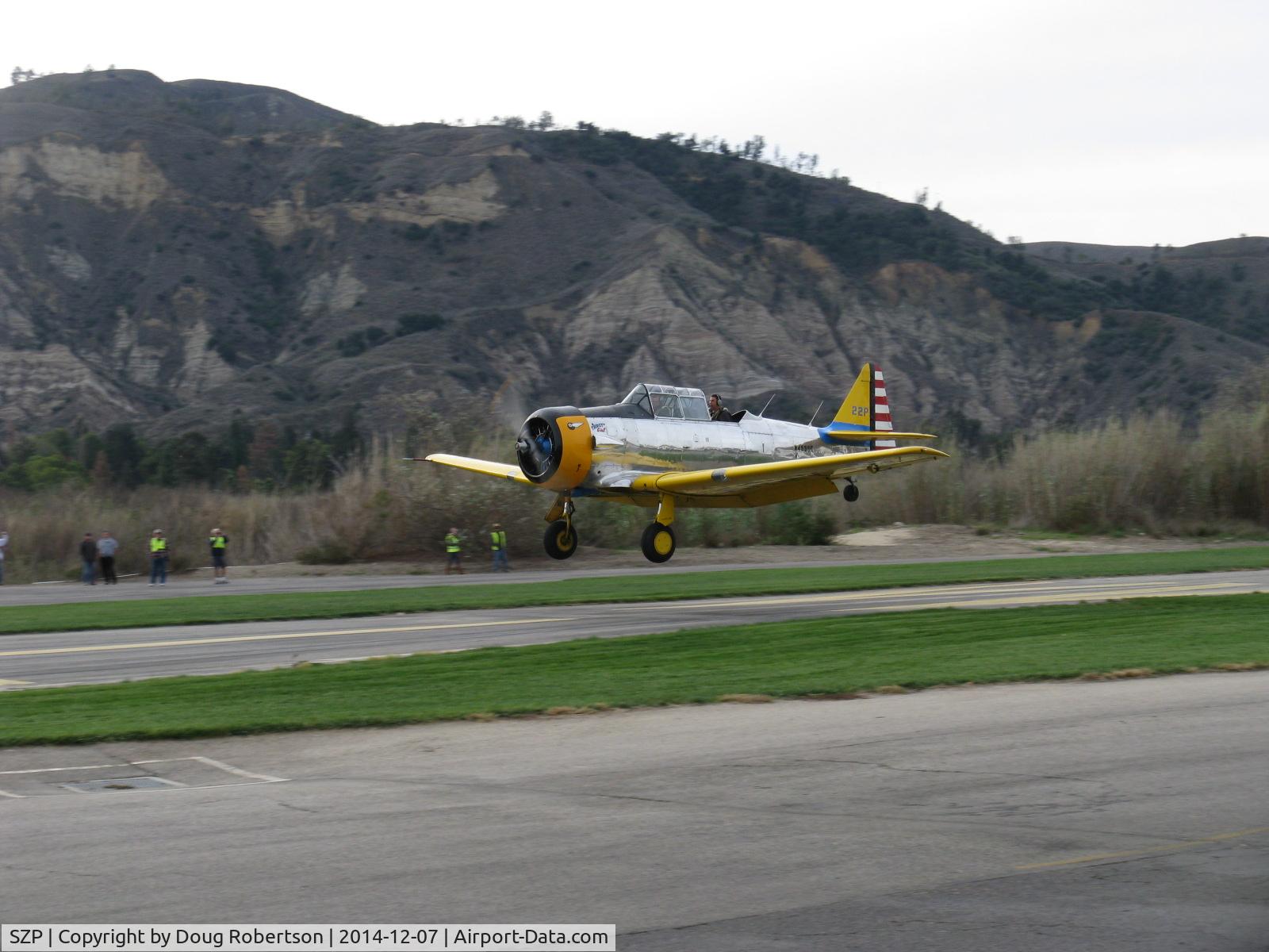Santa Paula Airport (SZP) - Condor Squadron 7 Dec. 1941 Commemoration bombing flights return to airport, on final Rwy 04.