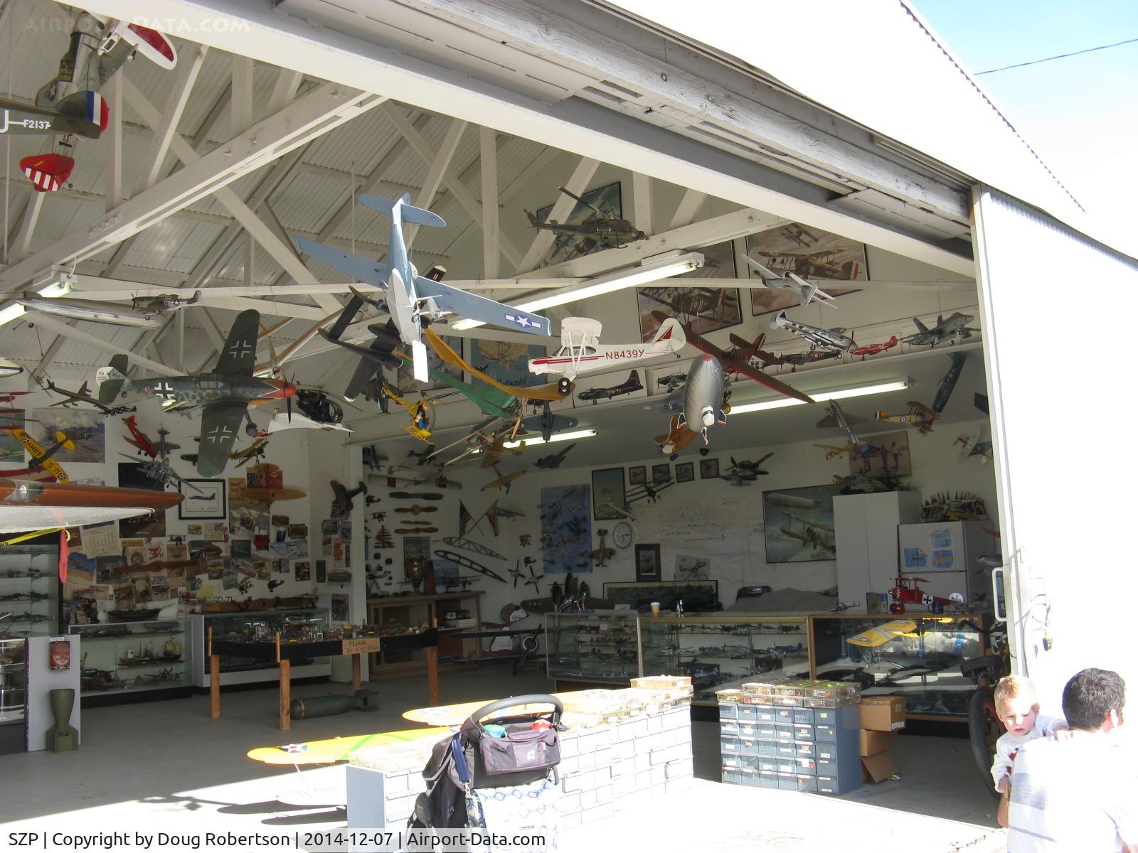 Santa Paula Airport (SZP) - 12 CURTISS TAXI, huge model aircraft display, civil and military, hangar open First Sundays