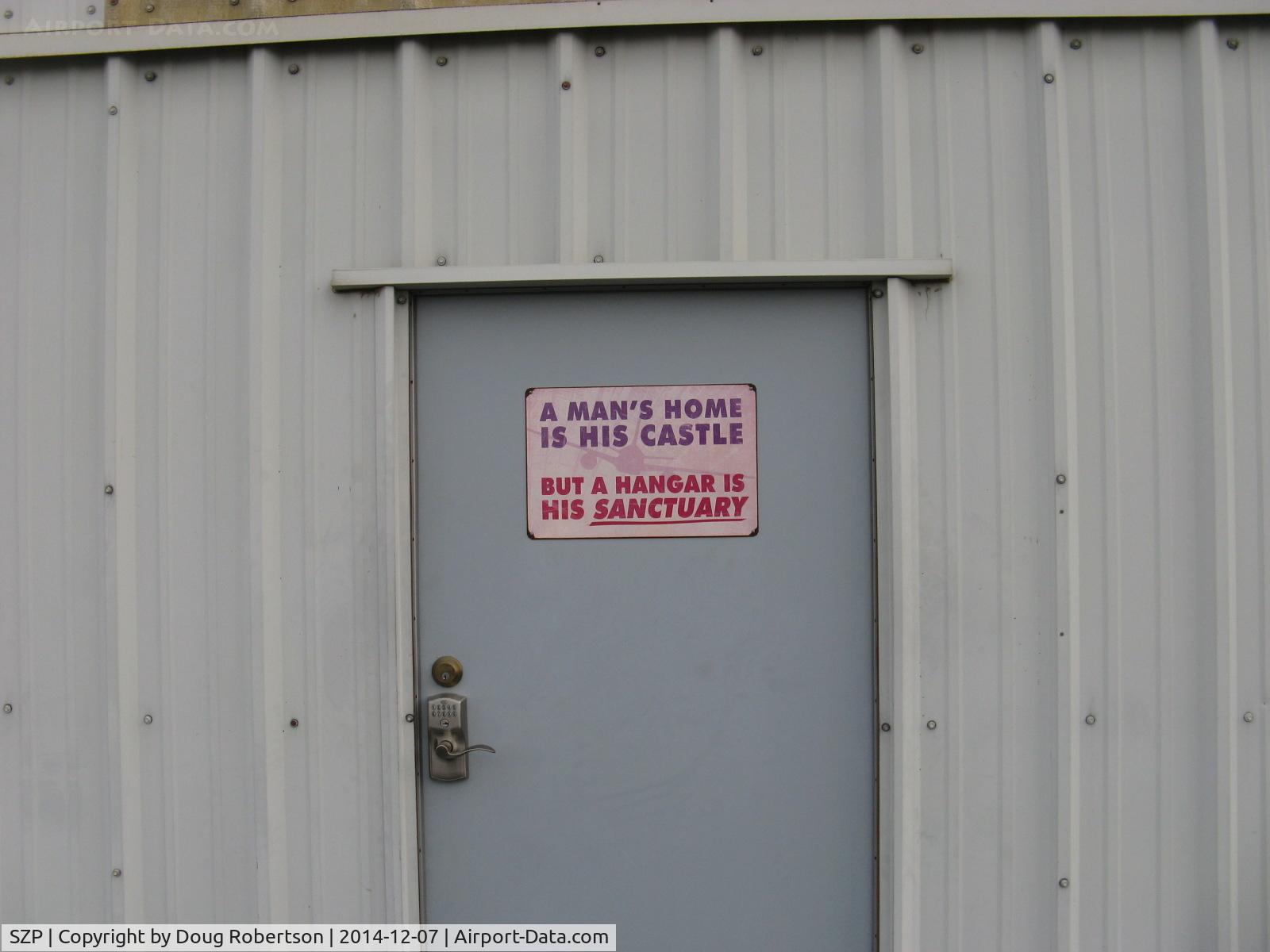 Santa Paula Airport (SZP) - On hangar door in newest section