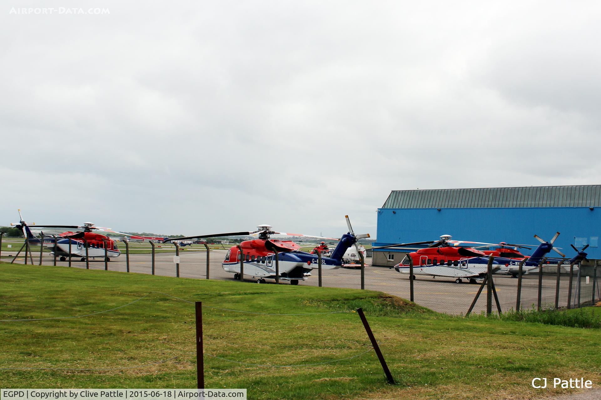 Aberdeen Airport, Aberdeen, Scotland United Kingdom (EGPD) - One of the apron parking areas of CHC Scotia Helicopters at Aberdeen, Scotland EGPD