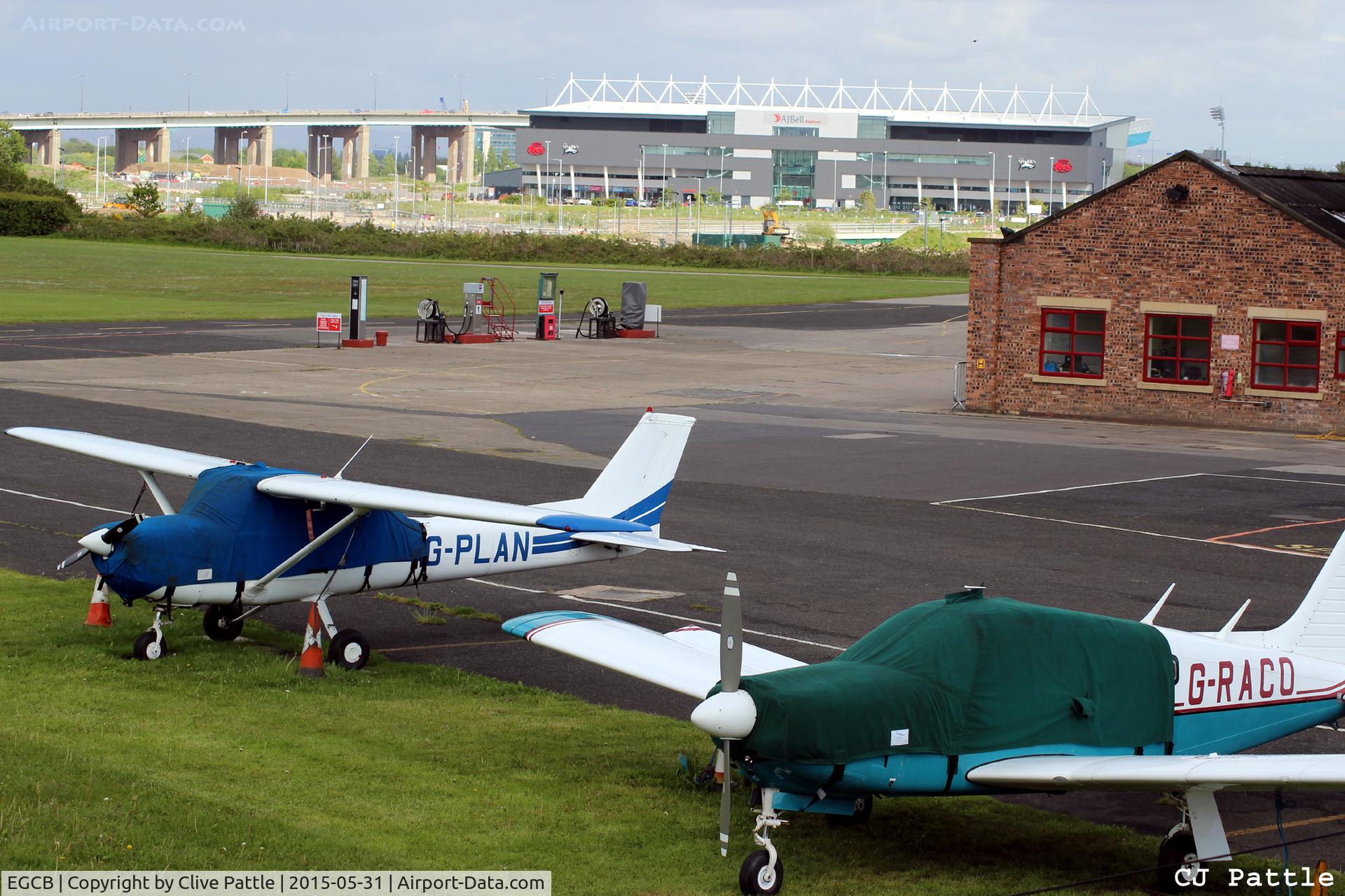 City Airport Manchester, Manchester, England United Kingdom (EGCB) - View looking across the airfield towards the nearby motorway at Barton, Manchester City Airport, EGCB