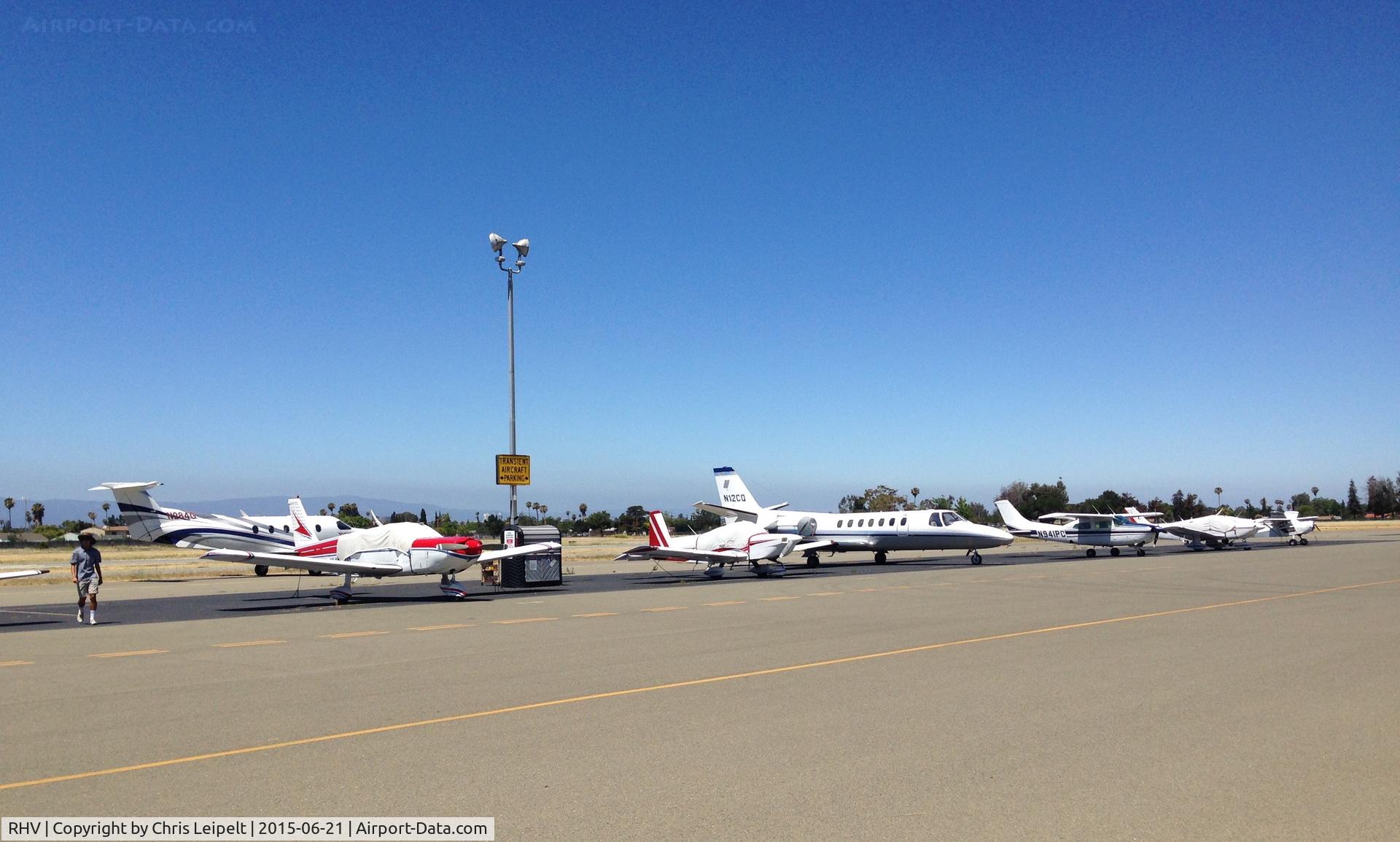 Reid-hillview Of Santa Clara County Airport (RHV) - A packed transient parking at Reid Hillview Airport, CA. The PC 12 was supposed to go to transient but there were no spots available for it!  