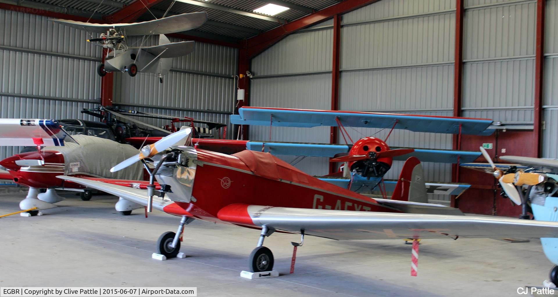 EGBR Airport - Radial Fly-in day packed hangar view at Breighton, Yorks - EGBR