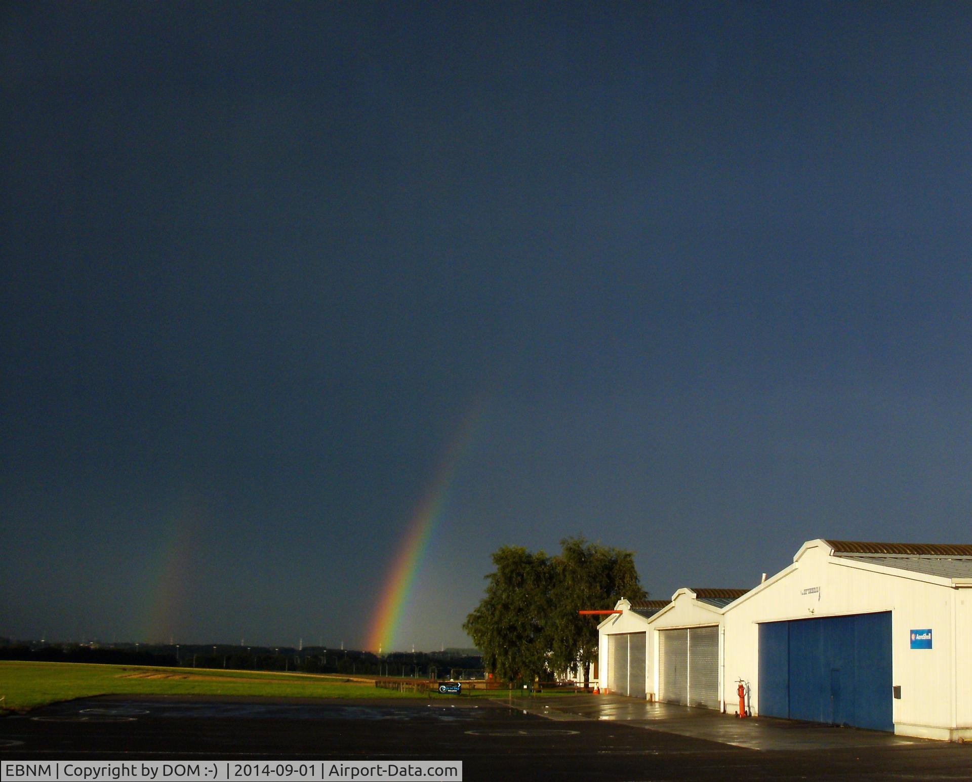 Suarlee Airport, Namur Belgium (EBNM) - Following a local thunderstorm, two rainbow arches....unusual sight! 
EBNM is really a special place to land. 
Enjoy it for your eyes only : -) 