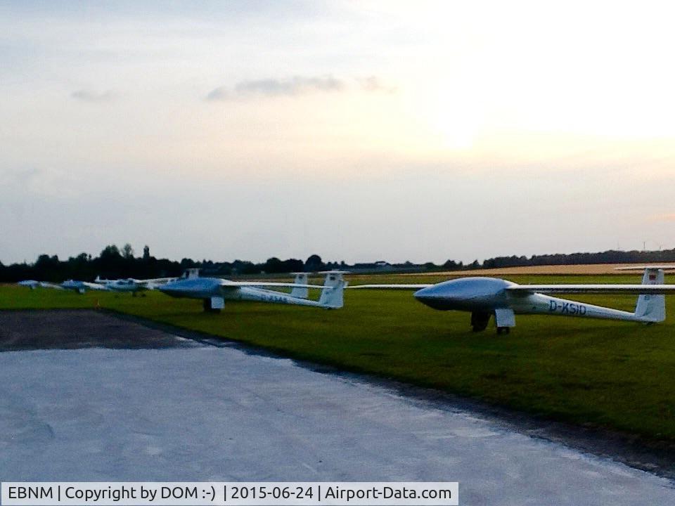Suarlee Airport, Namur Belgium (EBNM) - Grass parking located west of the field along hangars 1 to 4. 