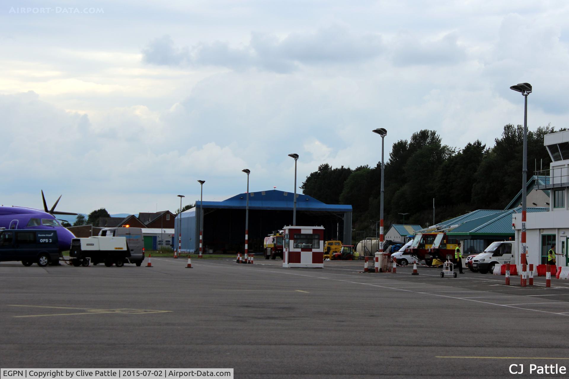 Dundee Airport, Dundee, Scotland United Kingdom (EGPN) - Apron view facing west at Dundee Riverside Airport EGPN