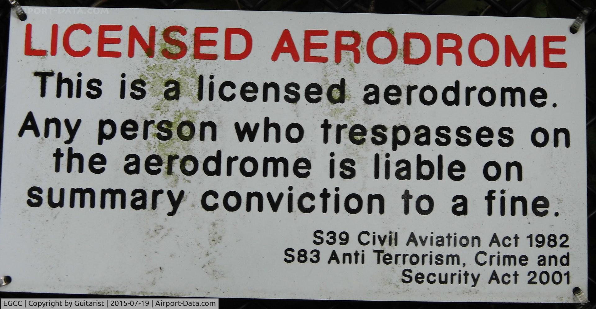 Manchester Airport, Manchester, England United Kingdom (EGCC) - On a fence at Manchester. You have been warned.
