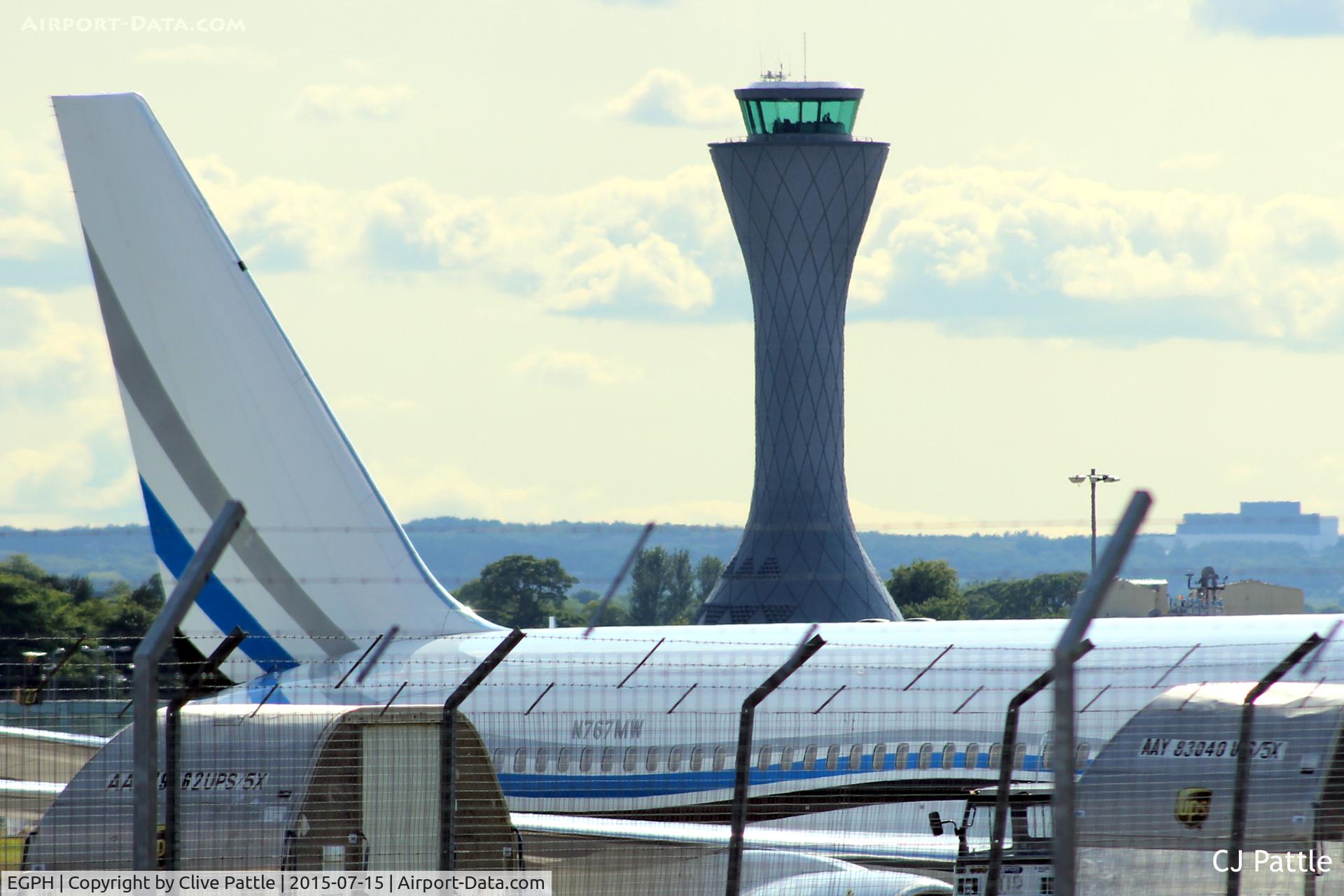 Edinburgh Airport, Edinburgh, Scotland United Kingdom (EGPH) - The Tower viewed from the Northern Cargo Area at Edinburgh
