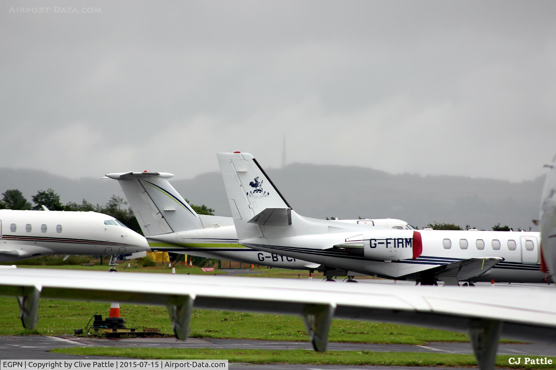 Dundee Airport, Dundee, Scotland United Kingdom (EGPN) - A busy apron scene at Dundee Riverside airport EGPN with visitors for the Open Golf Championships at nearby St. Andrews.