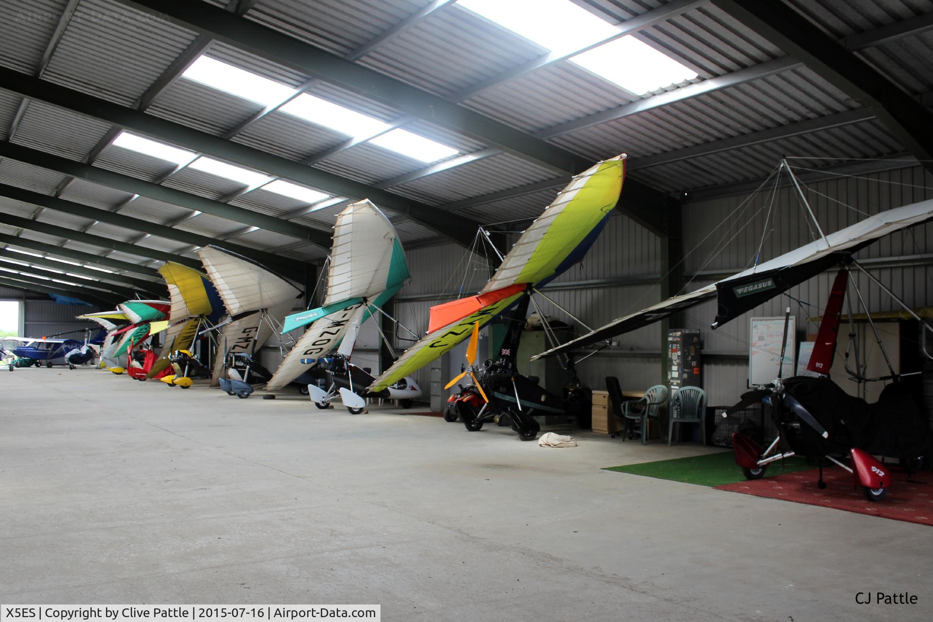 X5ES Airport - A right view inside the Joshy Lads hangar at Eshott X5ES
