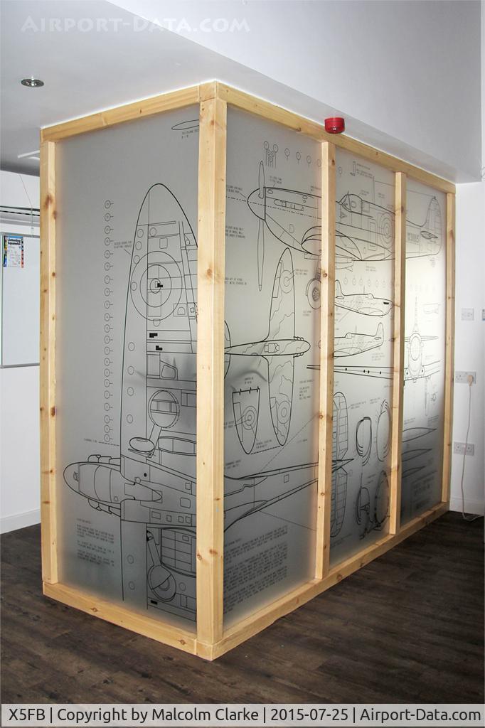 X5FB Airport - Etching on the walls of the pilot briefing area in the new clubhouse, Fishburn Airfield, July 25th 2015. 