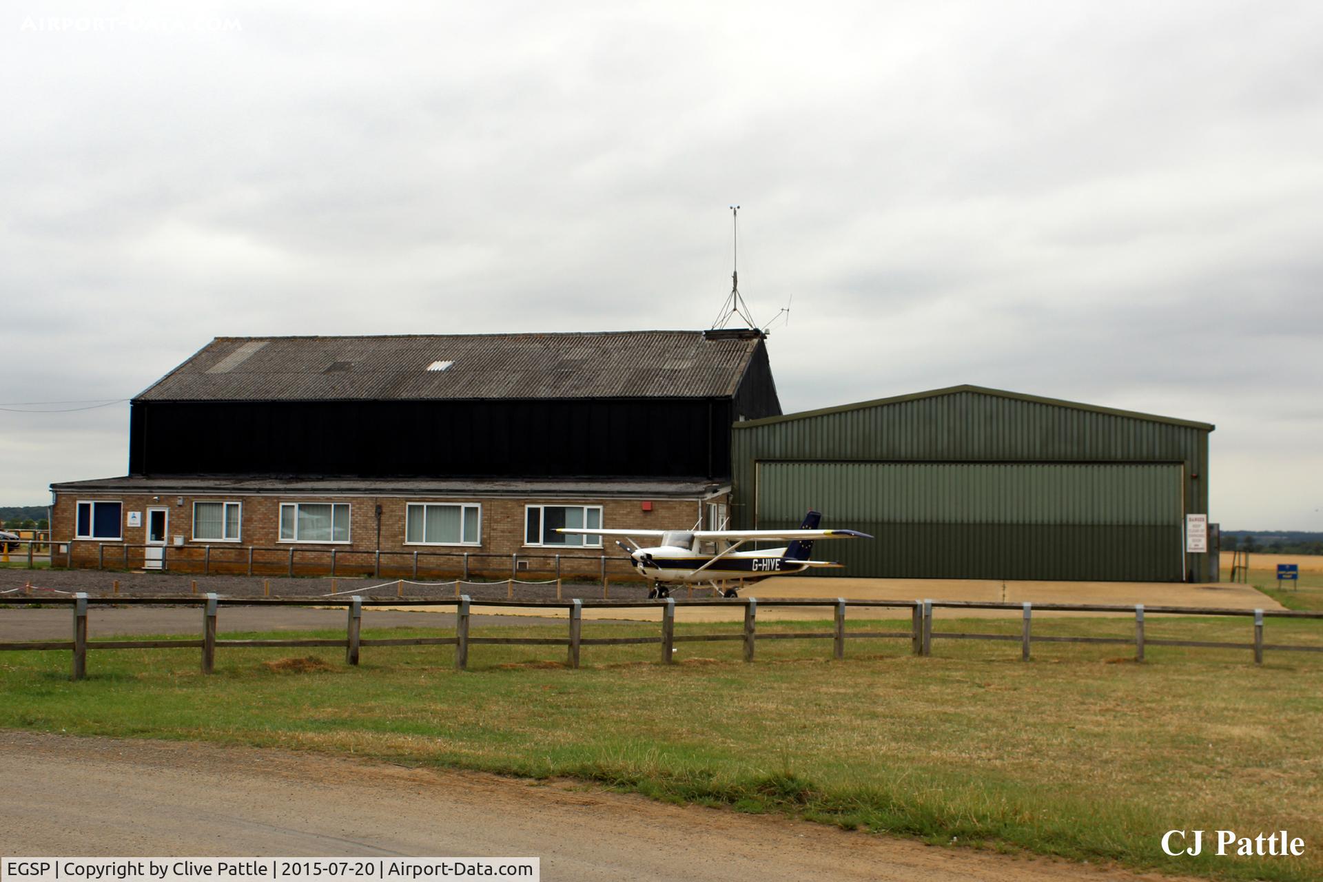 Peterborough/Sibson Airport, Peterborough, England United Kingdom (EGSP) - A view of the HQ building, Tower and one of the hangars at Sibson EGSP
