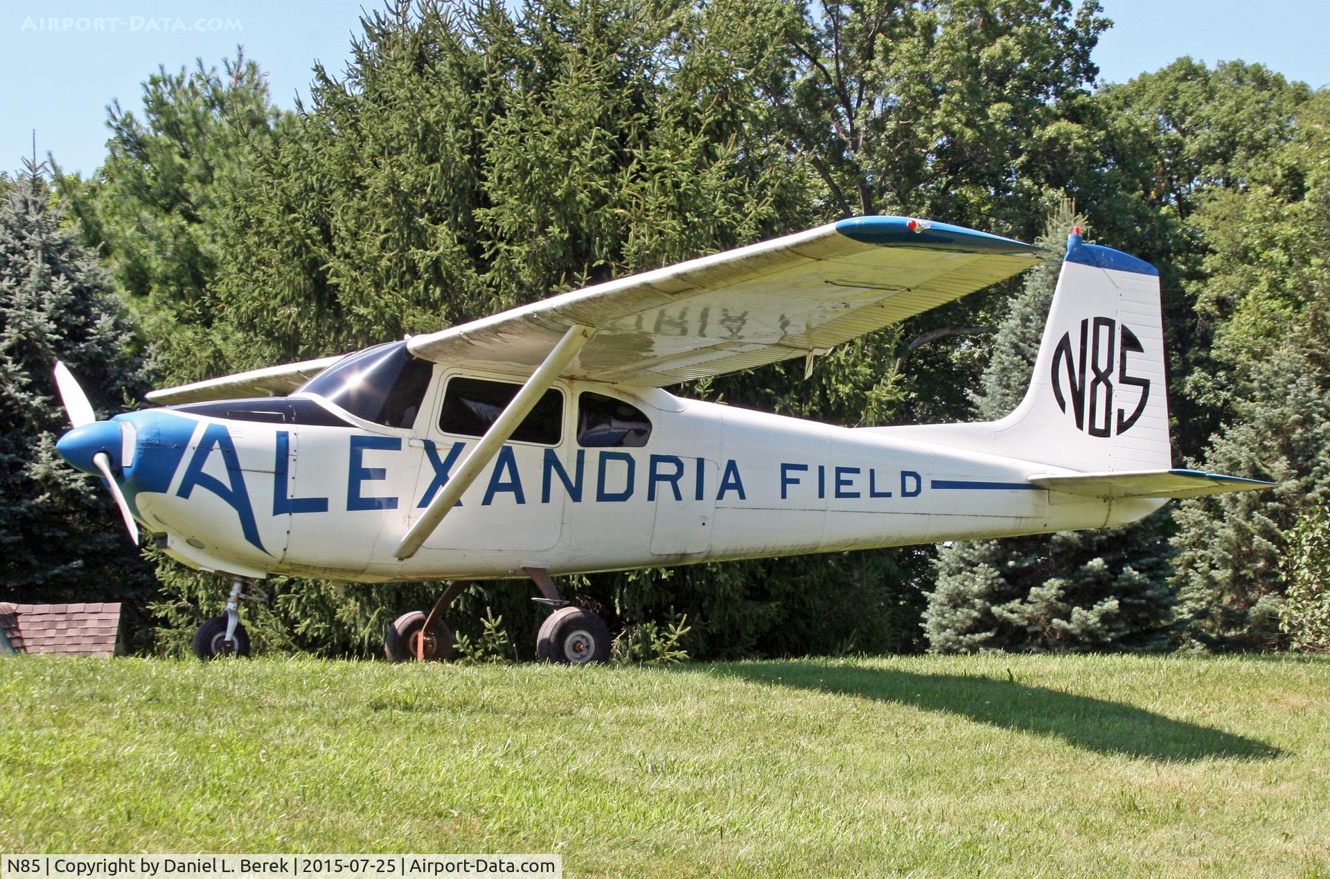 Alexandria Airport (N85) - This old Cessna 172 has found a new career as a signpost and gate guardian for Alexandria Field.
