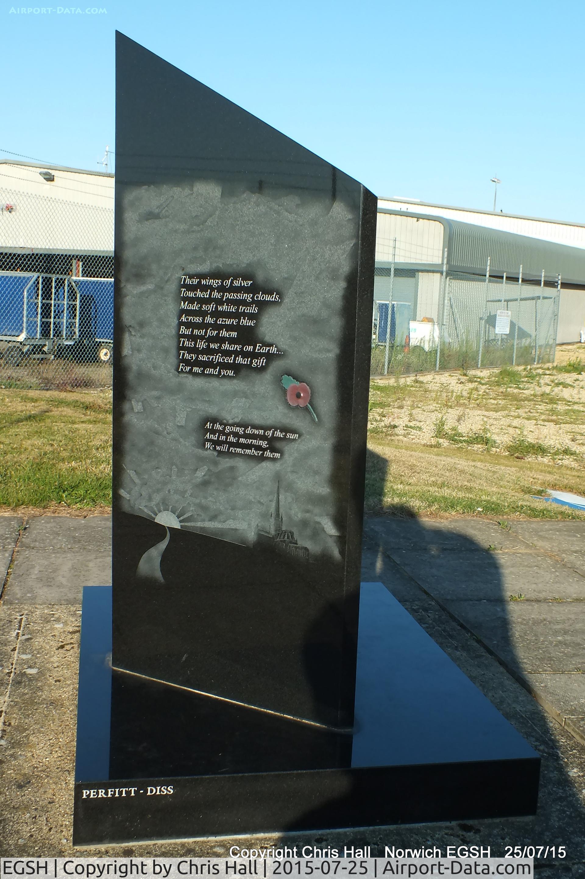 Norwich International Airport, Norwich, England United Kingdom (EGSH) - Memorial at Norwich Airport, former RAF Horsham St Faith