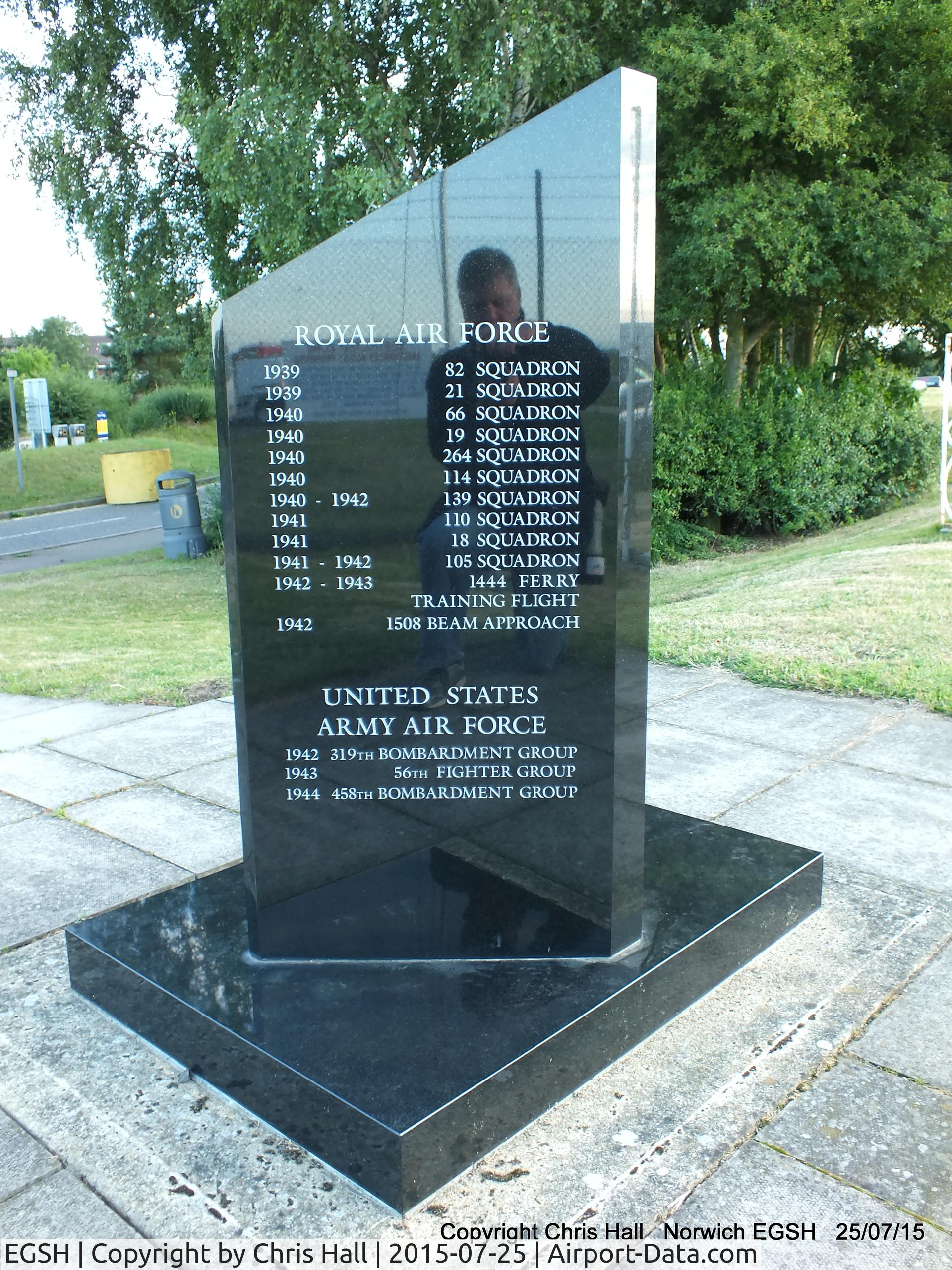 Norwich International Airport, Norwich, England United Kingdom (EGSH) - Memorial at Norwich Airport, former RAF Horsham St Faith