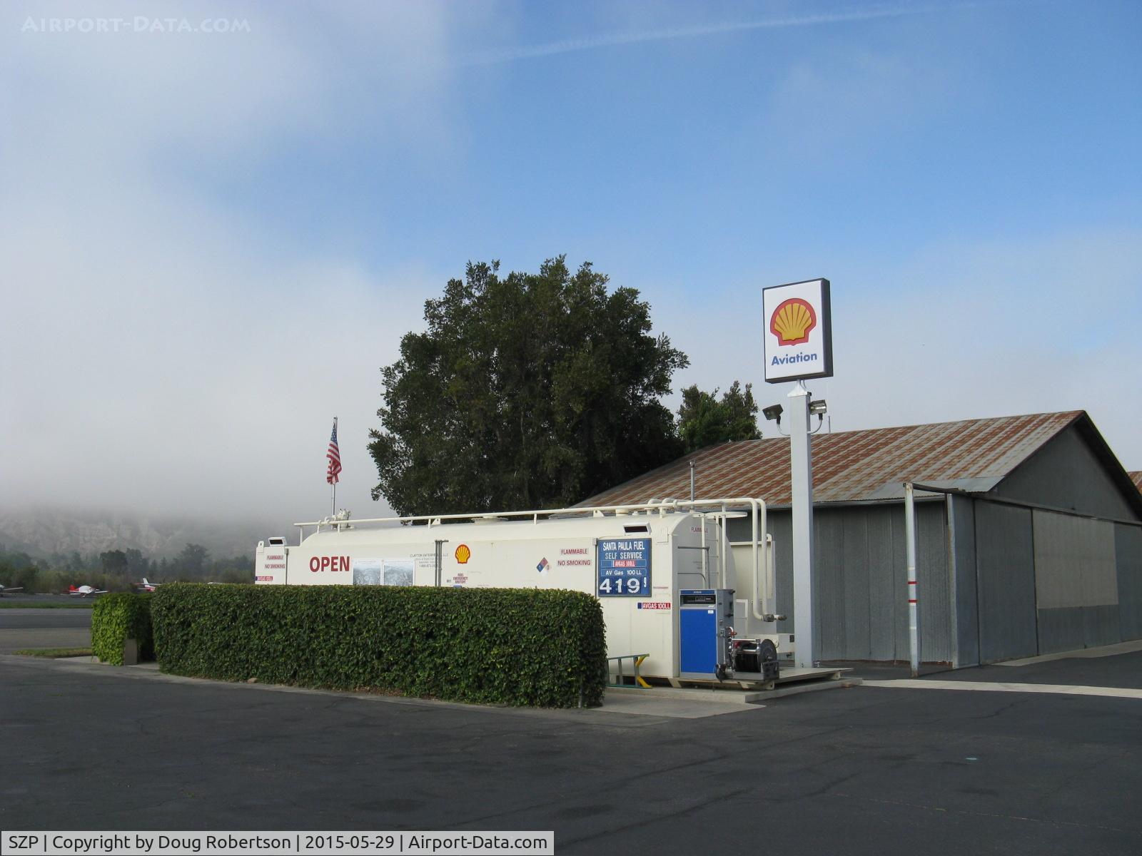 Santa Paula Airport (SZP) - Self-Serve Fuel Dock, Location-midfield North. Note new fuel price for 100LL.