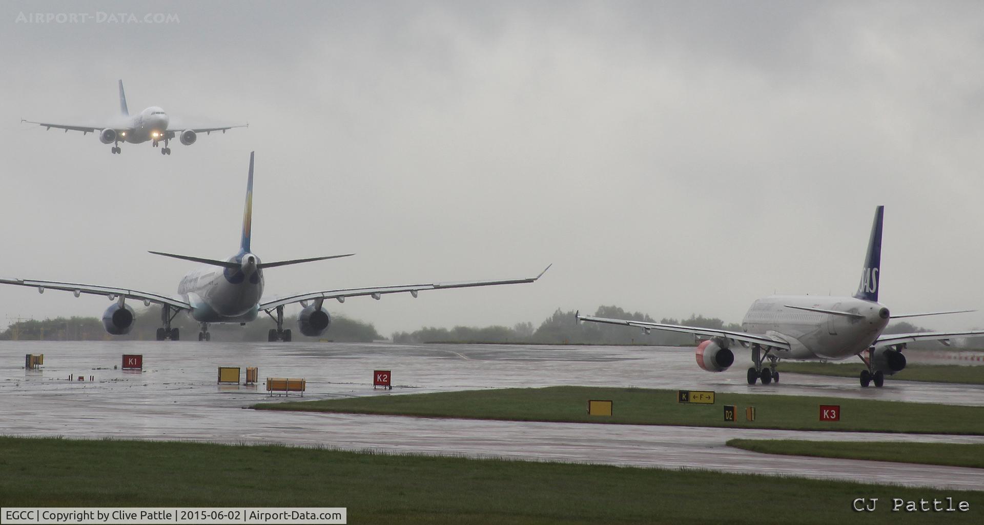 Manchester Airport, Manchester, England United Kingdom (EGCC) - Airport view at a very damp and overcast Manchester Airport EGCC