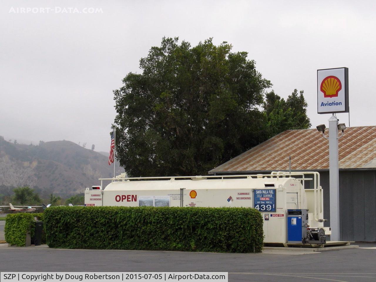 Santa Paula Airport (SZP) - SZP Self-serve Shell 100LL Fuel Dock, location-midfield North, Note changed fuel price