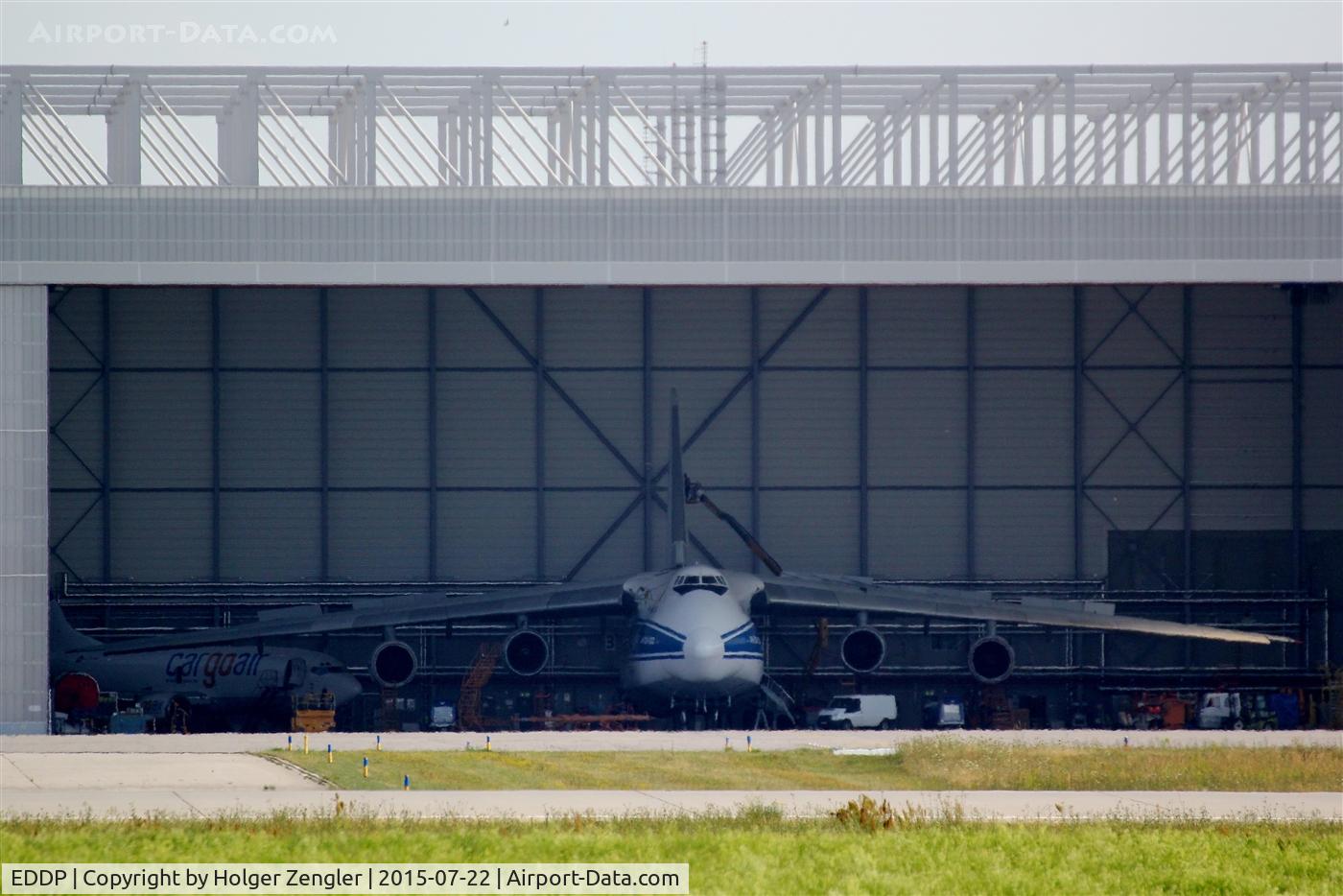 Leipzig/Halle Airport, Leipzig/Halle Germany (EDDP) - View into one-and-a-half-plane-hangar of VDA/ADB joint venture at apron 3.....