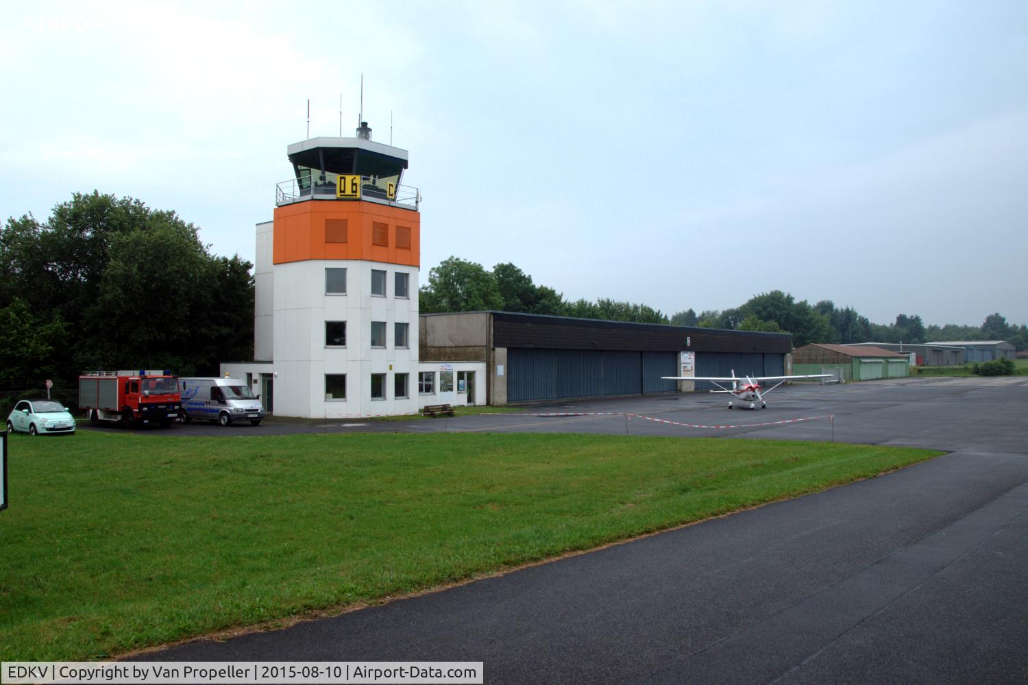 Dahlemer Binz Airport, Dahlem Germany (EDKV) - Platform with Cessna 172  and tower.