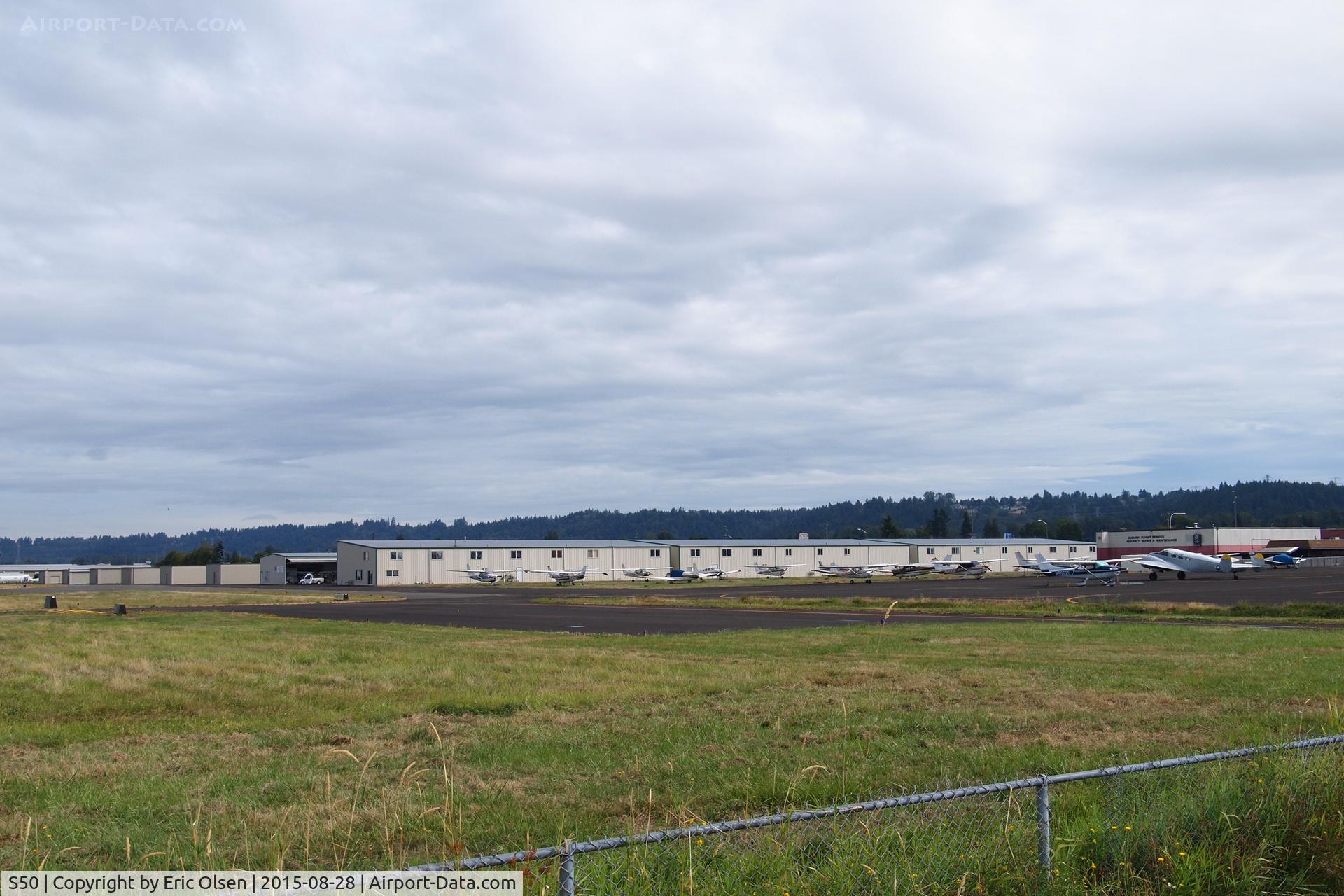 Auburn Municipal Airport (S50) - Looking towards the hangers and parking ramp at the south end of the field.