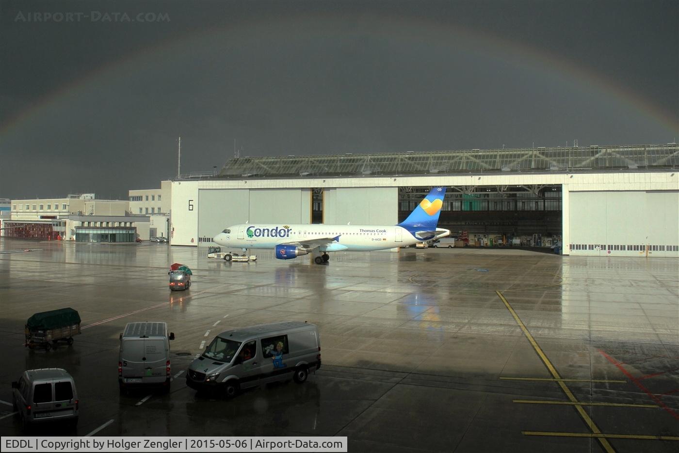 Düsseldorf International Airport, Düsseldorf Germany (EDDL) - Suddenly a rainbow appears over DUS....