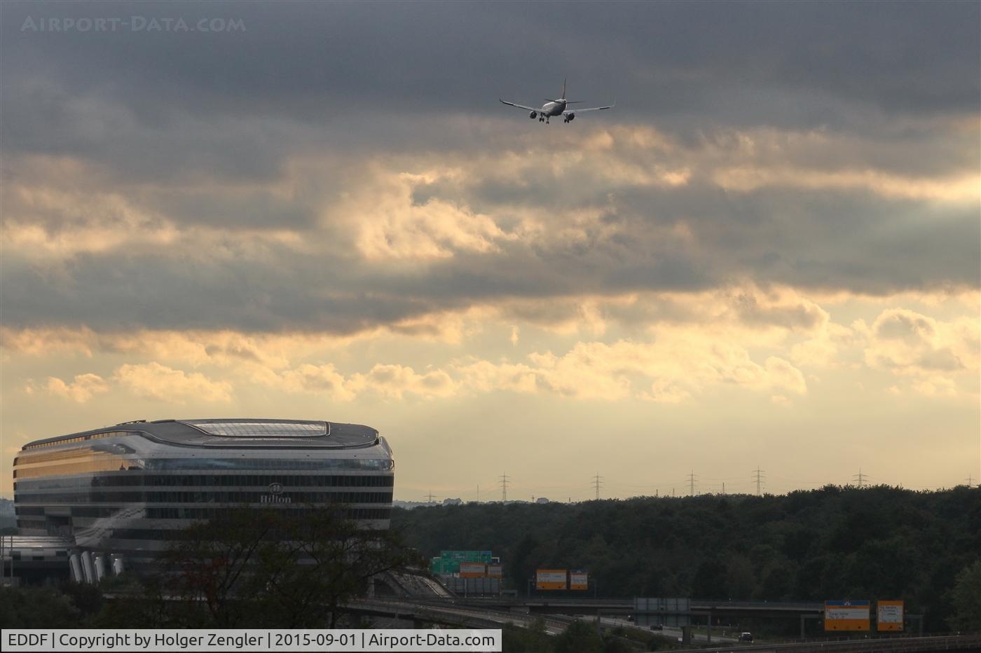 Frankfurt International Airport, Frankfurt am Main Germany (EDDF) - View from a window at MEININGERs on inbound traffic for northern runway and on Frankfurt Airport railway station building...
