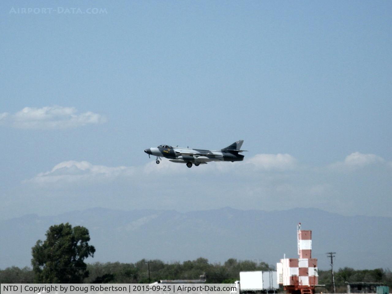 Point Mugu Nas (naval Base Ventura Co) Airport (NTD) - Same Hawker Siddeley HUNTER MK.58 making higher down & dirty high speed pass over NTD's duty runway. (Not N326AX-which see)