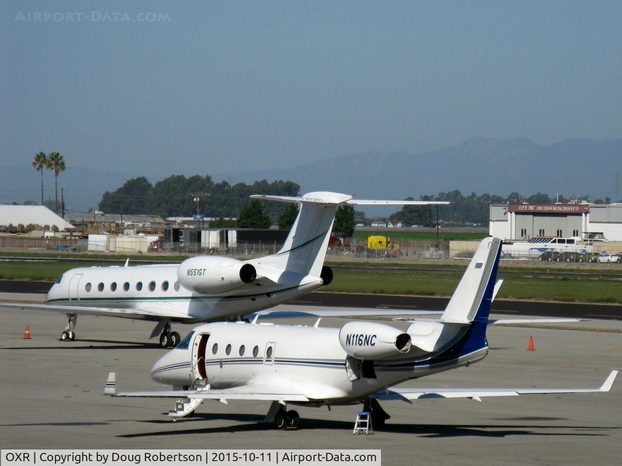 Oxnard Airport (OXR) - Two Executive Jets on the OXR ramp-N551GT 2003 Gulfstream Aerospace G-V and N116NC 2013 Israel Aerospace Industries LTD GULFSTREAM G150. See more separate photos by N number in Aircraft section. 
