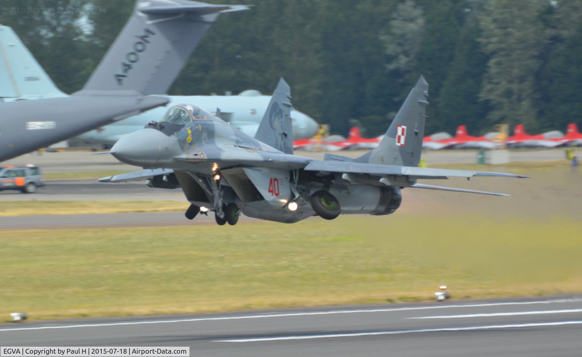 RAF Fairford Airport, Fairford, England United Kingdom (EGVA) -  Polish Air Force Mig.-29 40, performing at RIAT 2015