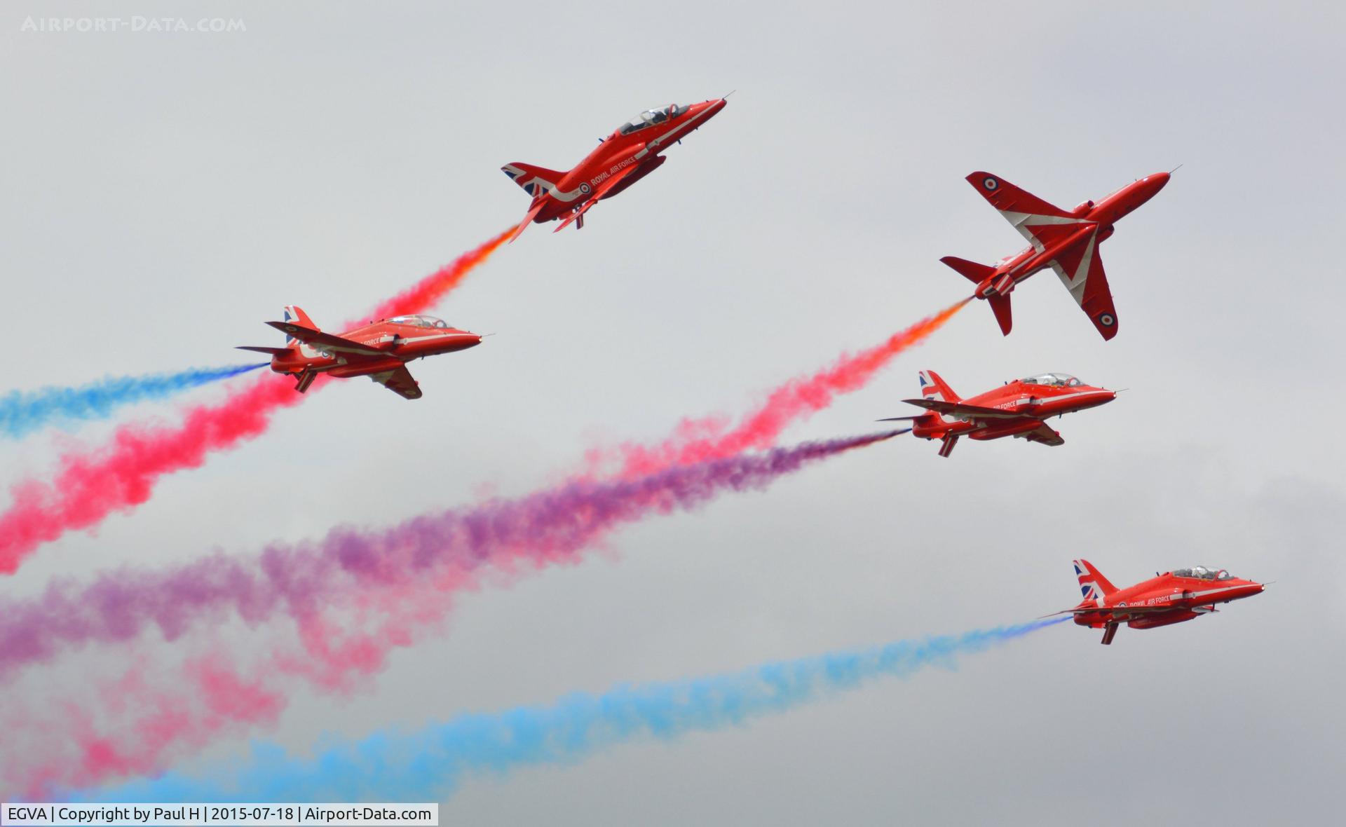 RAF Fairford Airport, Fairford, England United Kingdom (EGVA) - Red Arrows performing at RIAT 2015