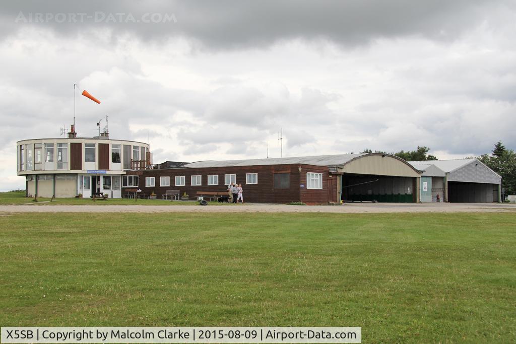 X5SB Airport - The clubhouse and hangars at The Yorkshire Gliding Club, Sutton Bank. August 9th 2015.