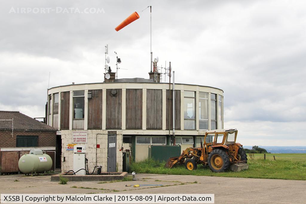 X5SB Airport - The clubhouse and fueling station at The Yorkshire Gliding Club, Sutton Bank. August 9th 2015.